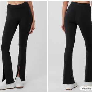 ALO High Rise Split Hem Flare Yoga Pants Black Size XS